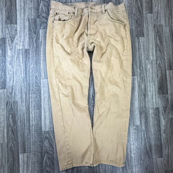 Levi’s 501 Original Fit Khaki Jeans W36 L29 Button Fly Straight Made in Mexico - Picture 1 of 8